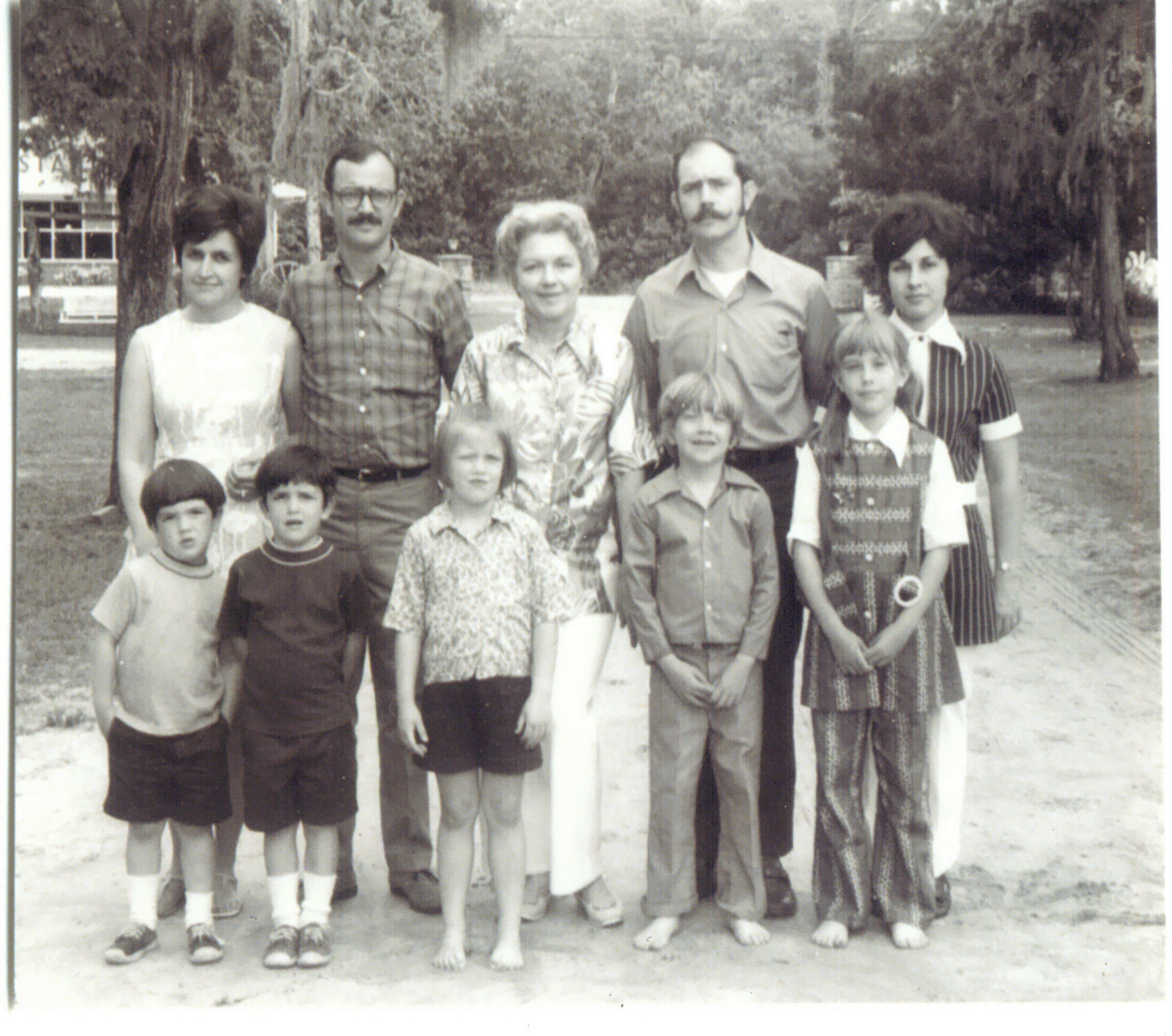 Vazelle's family at White Lake in 1971: Front, Tim, David and Claire Batts; Jamie and Renee Batts. Back, Brenda and Bill Batts; Vazelle Stancil Jessup; and Jim and Mary Frances Batts.
