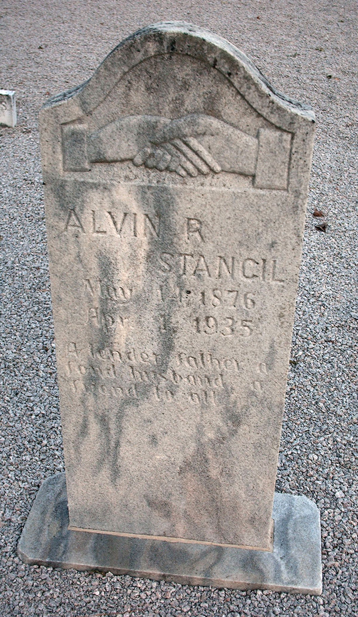 Photo of Alvin Rosco Stancil's tombstone.