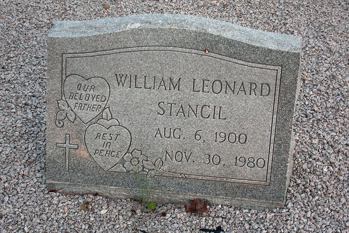 Photo of William Leonard Stancil tombstone.
