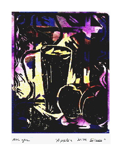 Still life painting of Apples with Glass