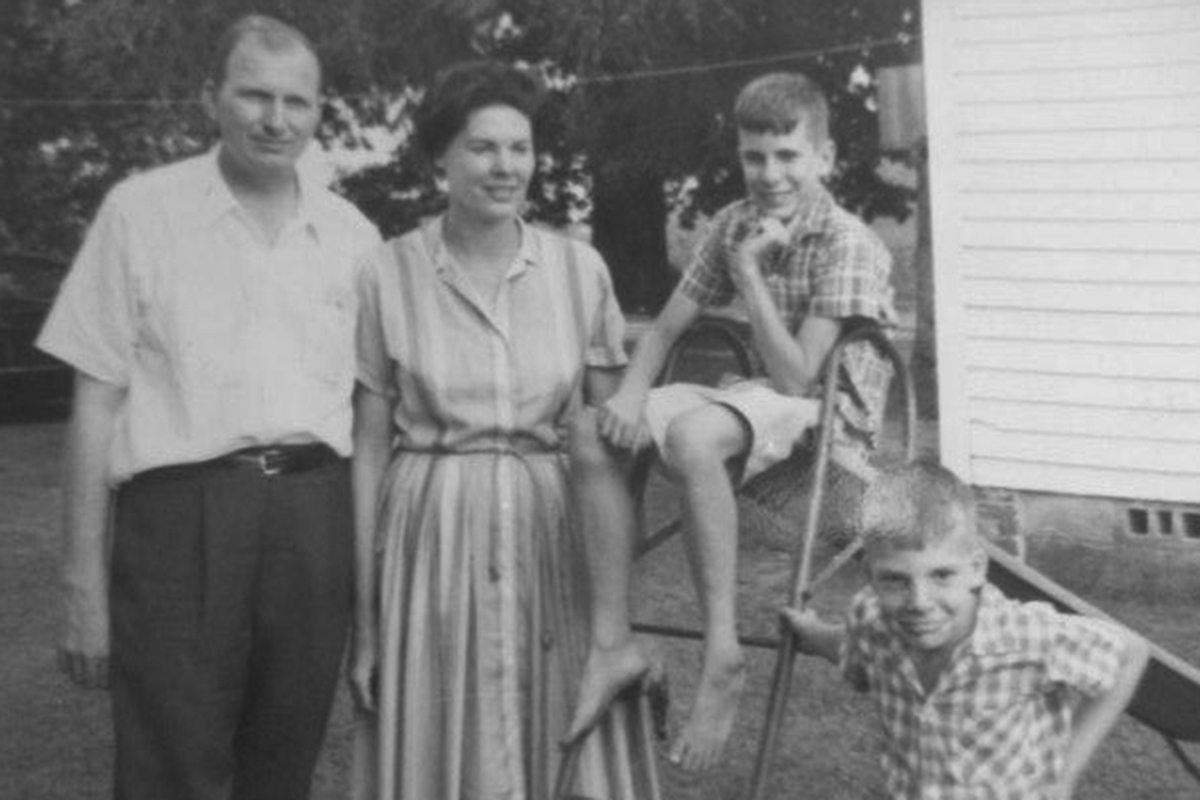 Arthur Eugene Johnson with wife Irene Walls Johnson and children Steven and Gary in 1963.