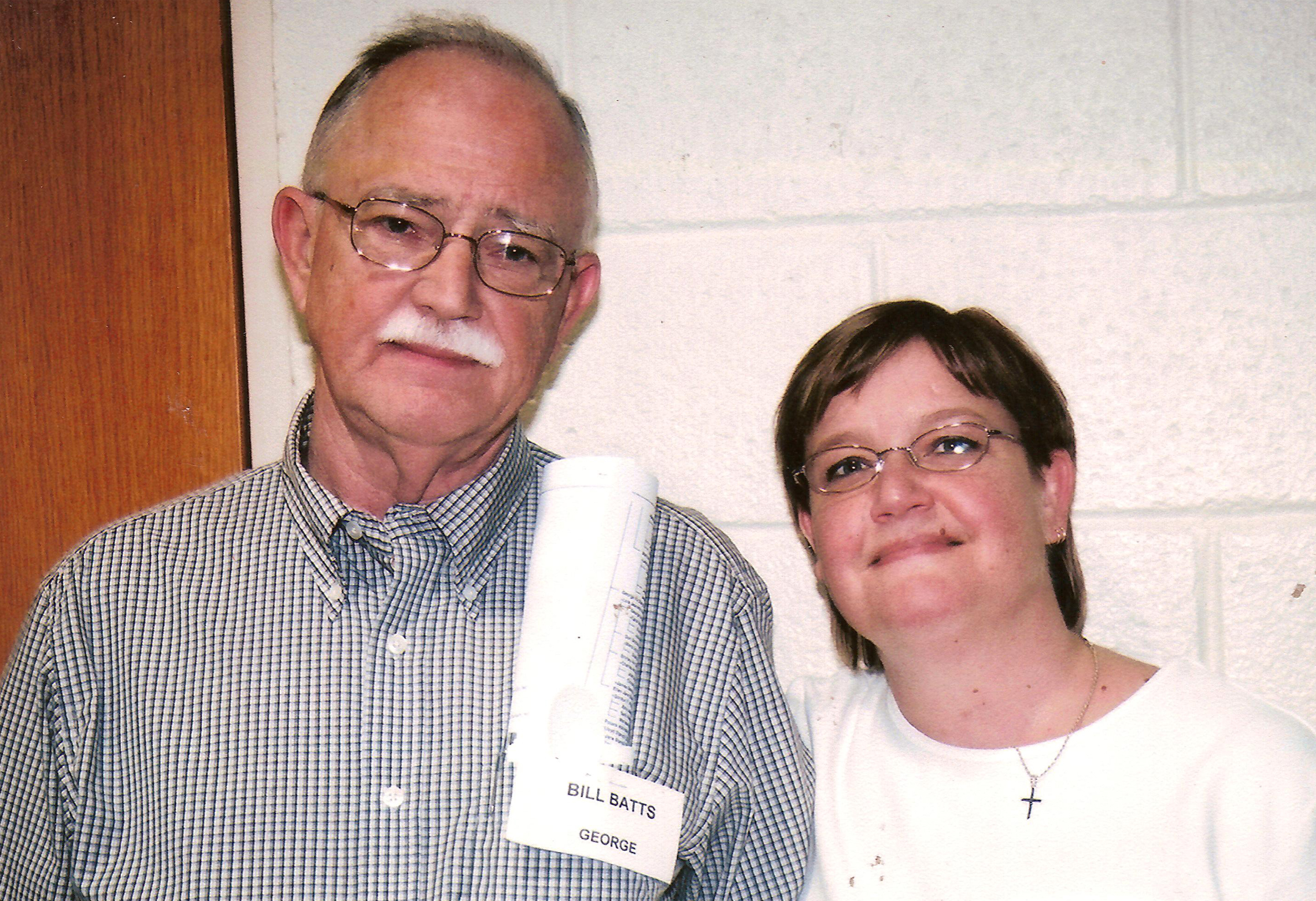 Claire Batts Green stands with her father Bill Batts at the 2004 Stancil Reunion in Kenly, North Carolina.