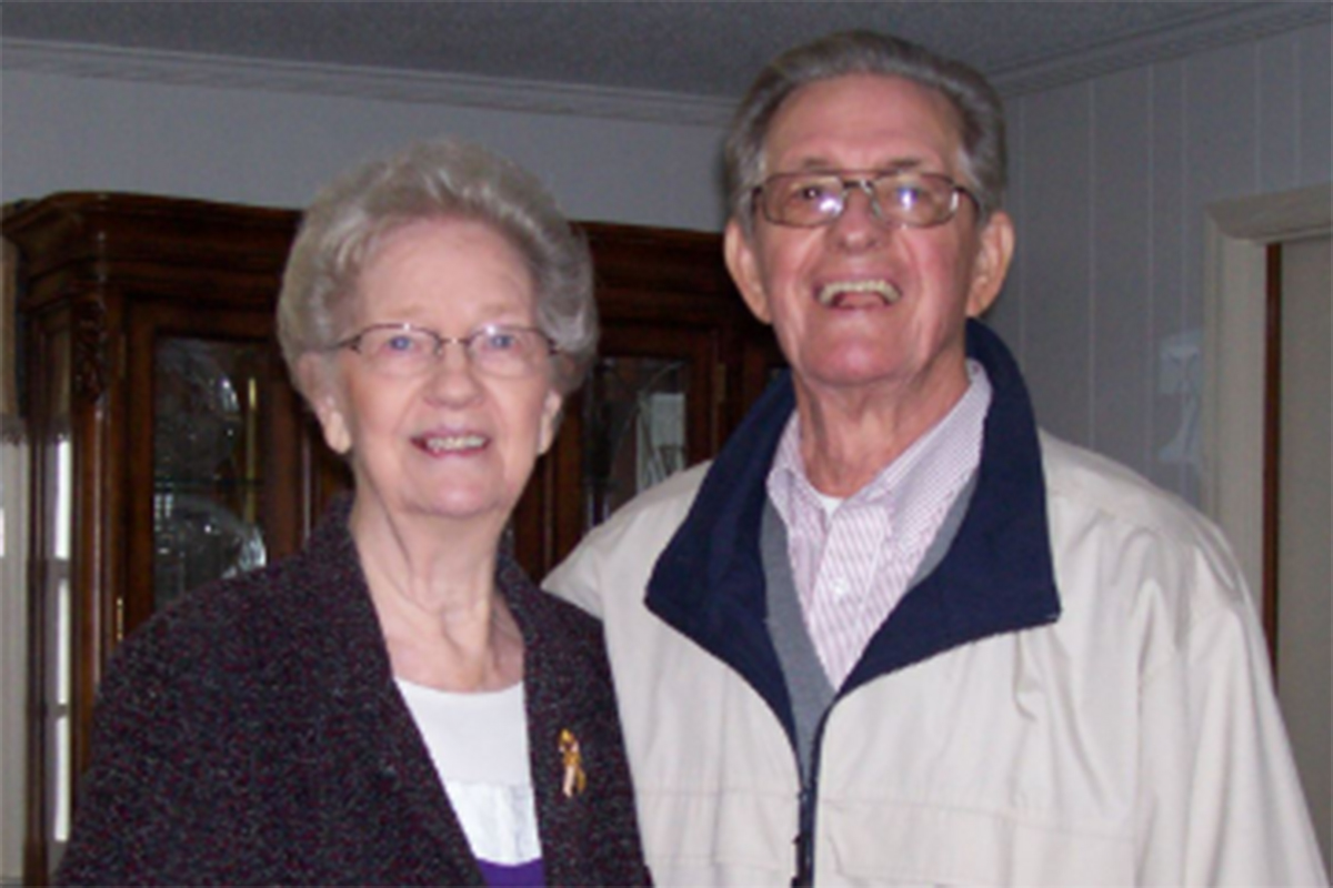 Josephine Hill Parrish stands with her brother Braxton in December 2014.